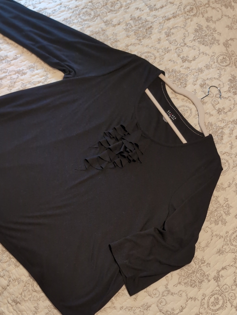 Axcess Black Women's Top with Ruffle Front